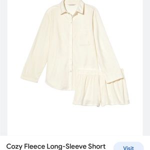 VICTORIA'S SECRET Cozy Fleece Long-Sleeve Short Pajama Set Cream XXL